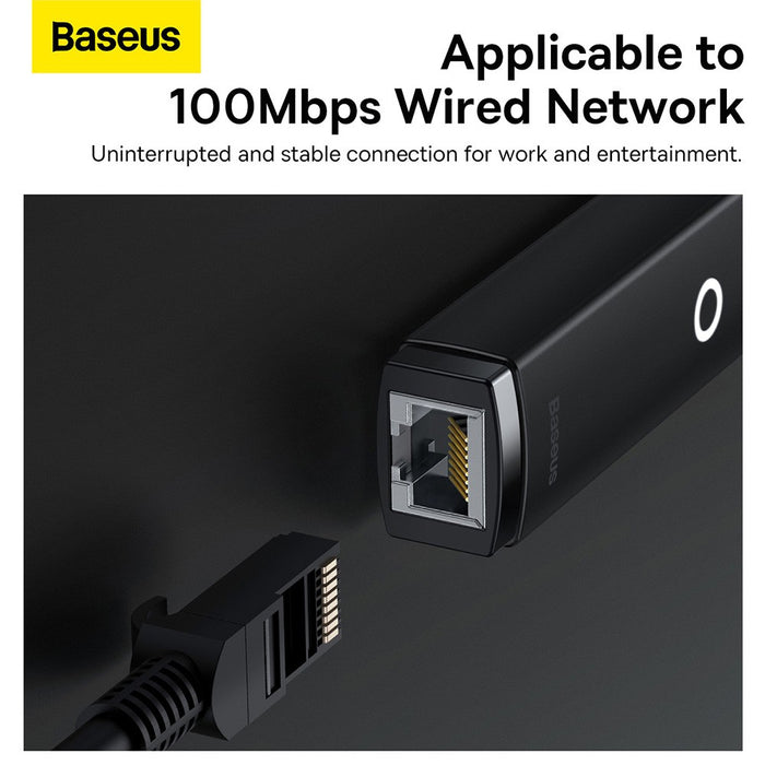 Baseus Lite Series Ethernet Adapter USB-A to RJ45 LAN Port 100Mbps-Black