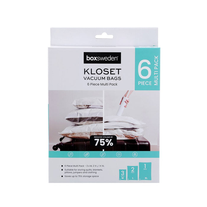 Boxsweden Kloset Vac Storage Bags 6Pc Value Pack 3*Med/2*Lge/1*X-Lge