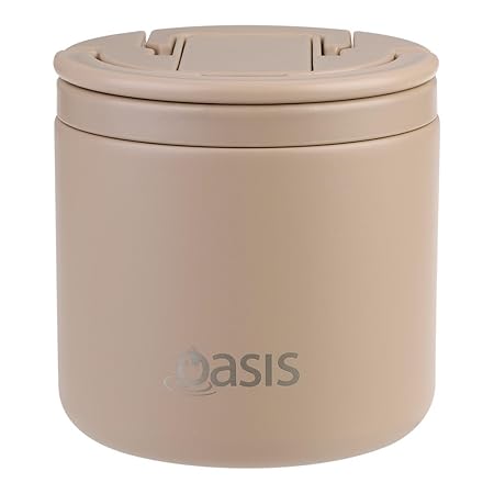 S/S D/WALL INS. FOOD FLASK W/QUICK RELEASE LID & SPORK 500ML LATTE