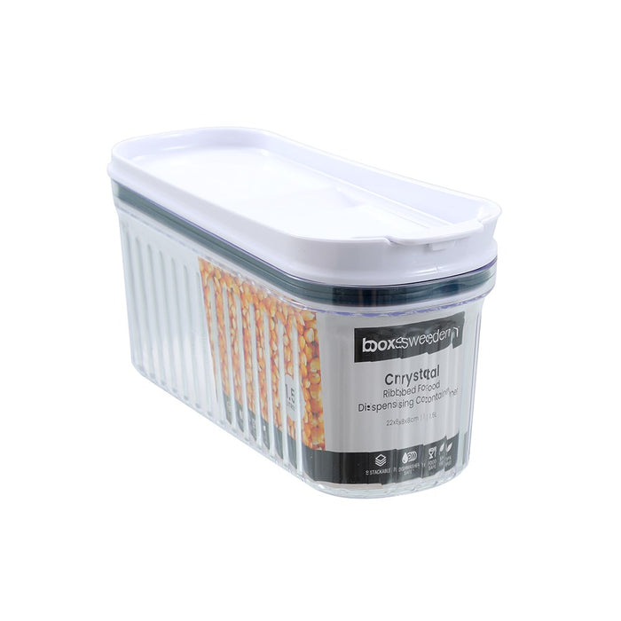 Lemon & Lime CRYSTAL RIBBED FOOD DISPENSING CONTAINER 1.5L 26X10X12.9CM