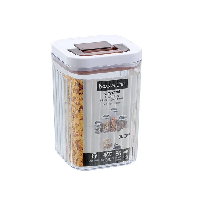 Lemon & Lime CRYSTAL RIBBED FRESH LOCK CONTAINER 950ML 10X10X15.2CM