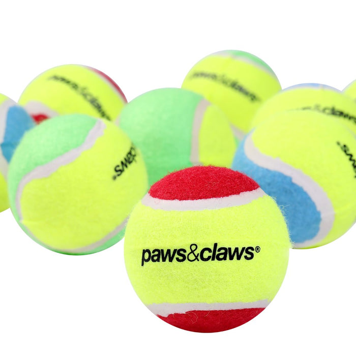 Paws & Claws TENNIS BALLS 8PK 6CM ASST COLOURS 2-TONE
