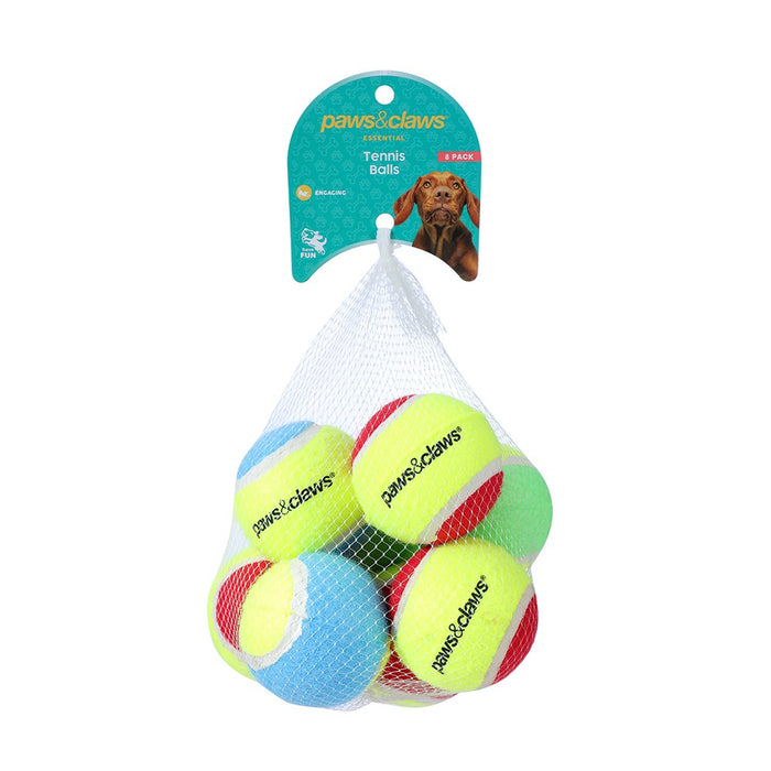 Paws & Claws TENNIS BALLS 8PK 6CM ASST COLOURS 2-TONE