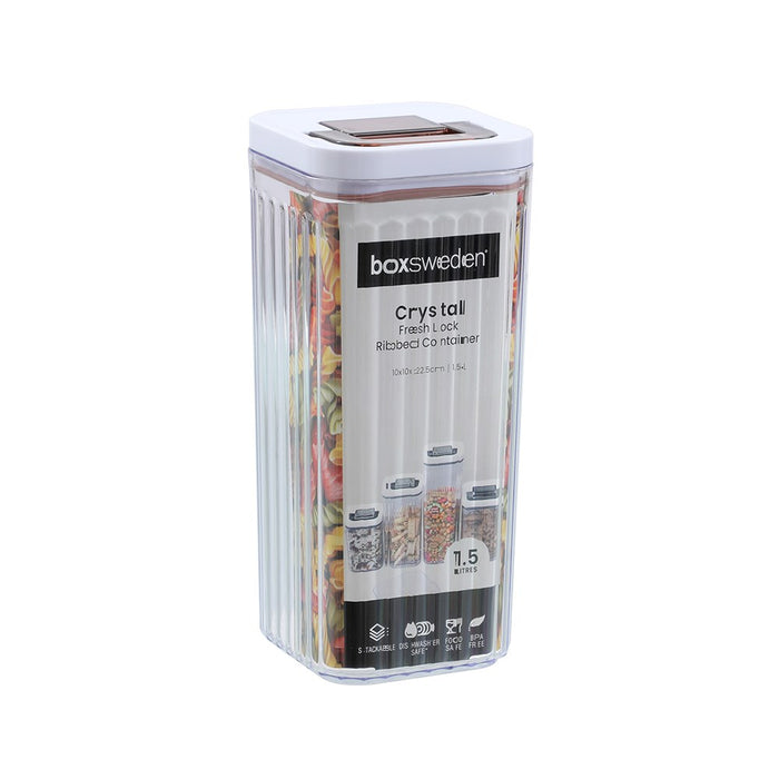 Lemon & Lime CRYSTAL RIBBED FRESH LOCK CONTAINER 1.5L 10X10X22.8CM