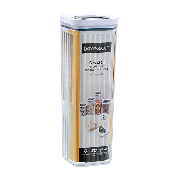 Lemon & Lime CRYSTAL RIBBED FRESH LOCK CONTAINER 2L 10X10X30CM