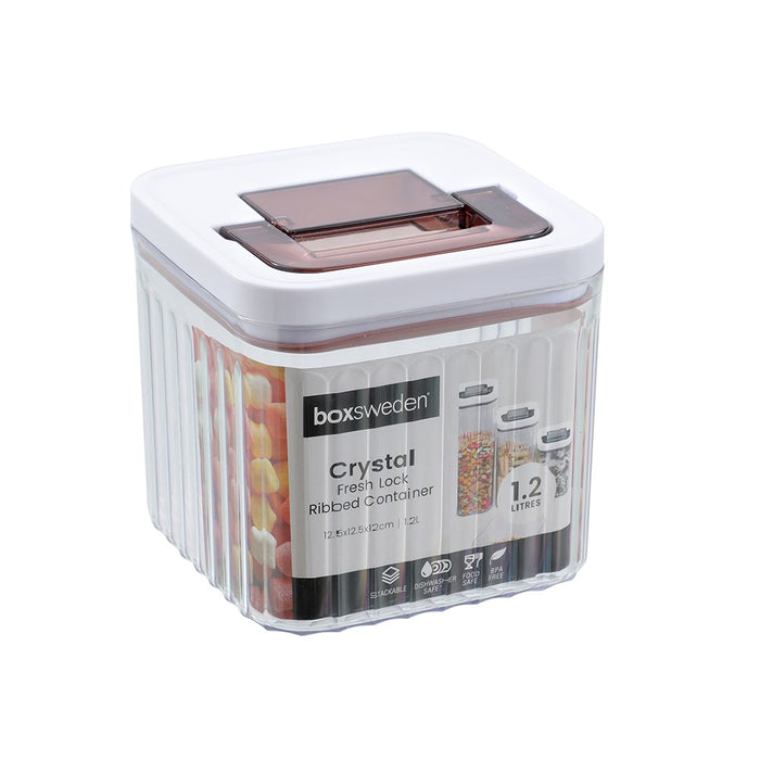 Lemon & Lime CRYSTAL RIBBED FRESH LOCK CONTAINER 1.2L 12.6X12.6X12CM