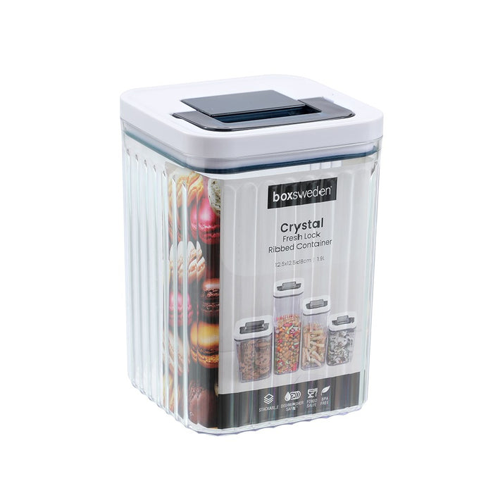 Lemon & Lime CRYSTAL RIBBED FRESH LOCK CONTAINER 1.9L 12.6X12.6X18CM