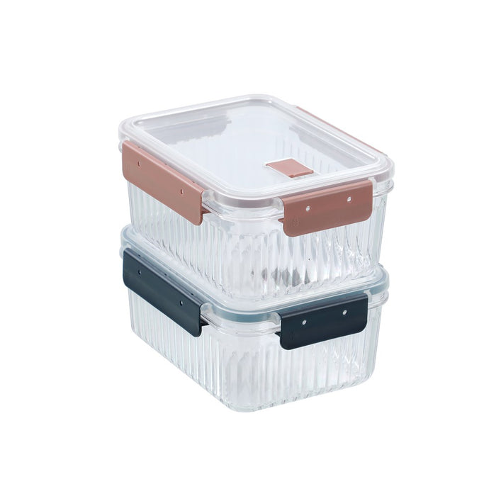 Lemon & Lime CRYSTAL RIBBED FOOD CONTAINER 1.7L 21X16X9.3CM