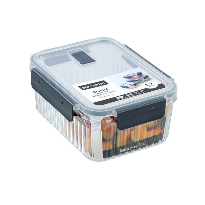 Lemon & Lime CRYSTAL RIBBED FOOD CONTAINER 1.7L 21X16X9.3CM