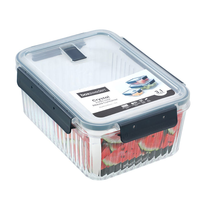 Lemon & Lime CRYSTAL RIBBED FOOD CONTAINER 3.1L 25.1X18.6X11CM