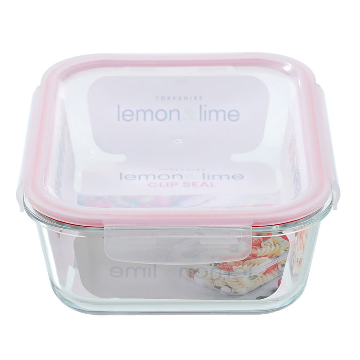 Lemon & Lime YORKSHIRE GLASS RECTANGLE CLIP SEAL CONTAINER 2.7L