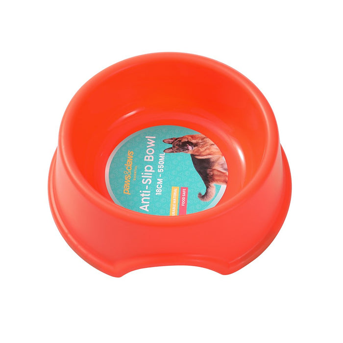 Paws & Claws PET ESSENTIALS ANTI-SLIP BOWL MED 18CM 550ML