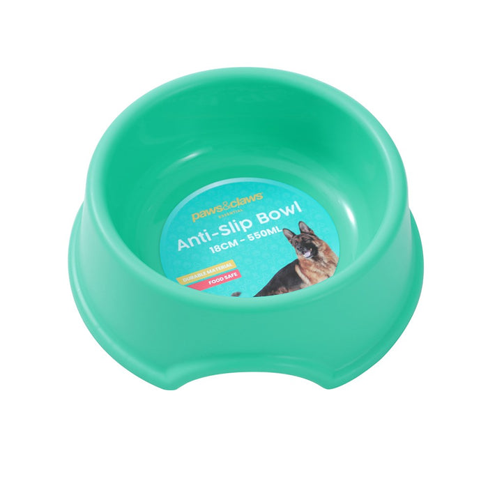 Paws & Claws PET ESSENTIALS ANTI-SLIP BOWL MED 18CM 550ML