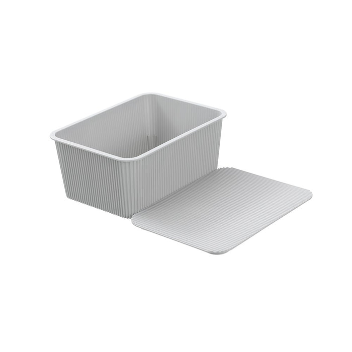 Boxsweden Ribbed Storage Basket Lidded 3.5L 25X18X11Cm