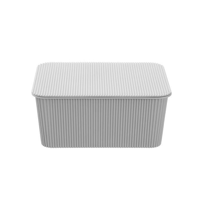 Boxsweden Ribbed Storage Basket Lidded 3.5L 25X18X11Cm