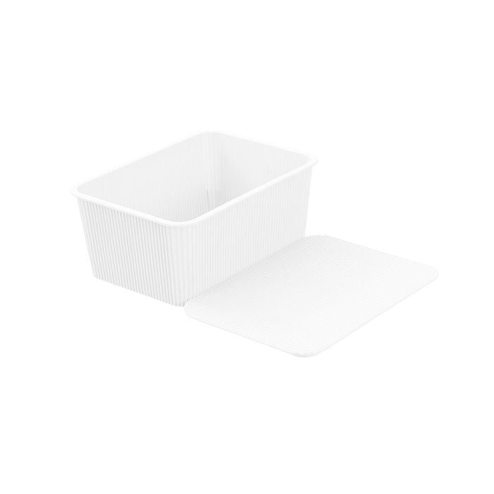 Boxsweden Ribbed Storage Basket Lidded 3.5L 25X18X11Cm