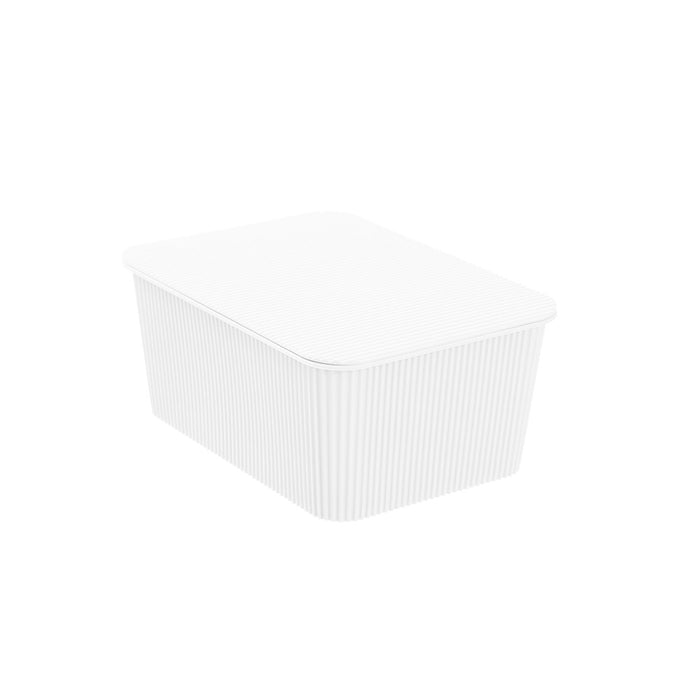 Boxsweden Ribbed Storage Basket Lidded 3.5L 25X18X11Cm