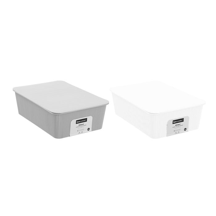 Boxsweden Ribbed Storage Basket Lidded 7.5L 37.5X25.5X11Cm