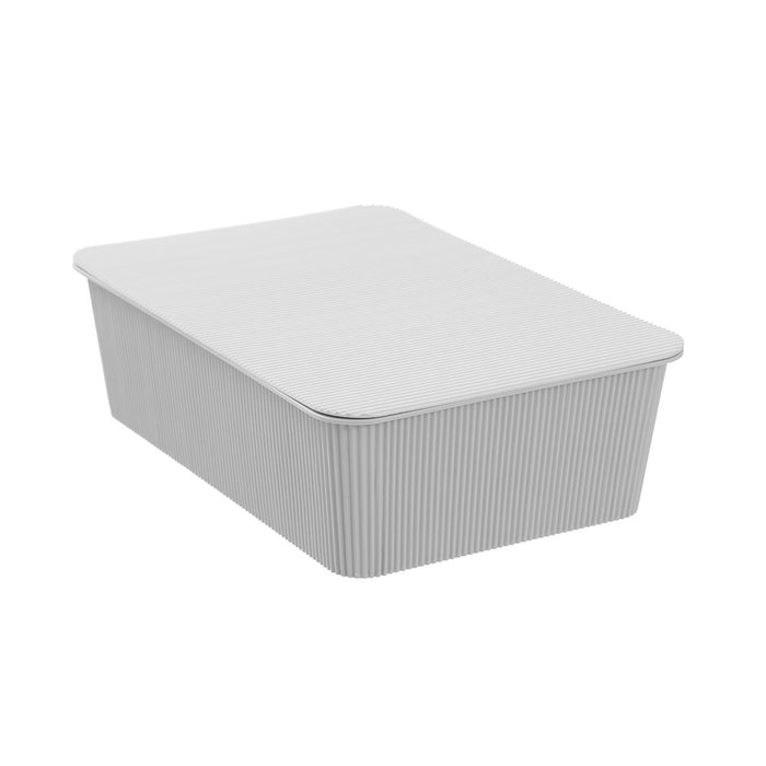 Boxsweden Ribbed Storage Basket Lidded 7.5L 37.5X25.5X11Cm