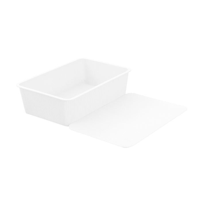 Boxsweden Ribbed Storage Basket Lidded 7.5L 37.5X25.5X11Cm