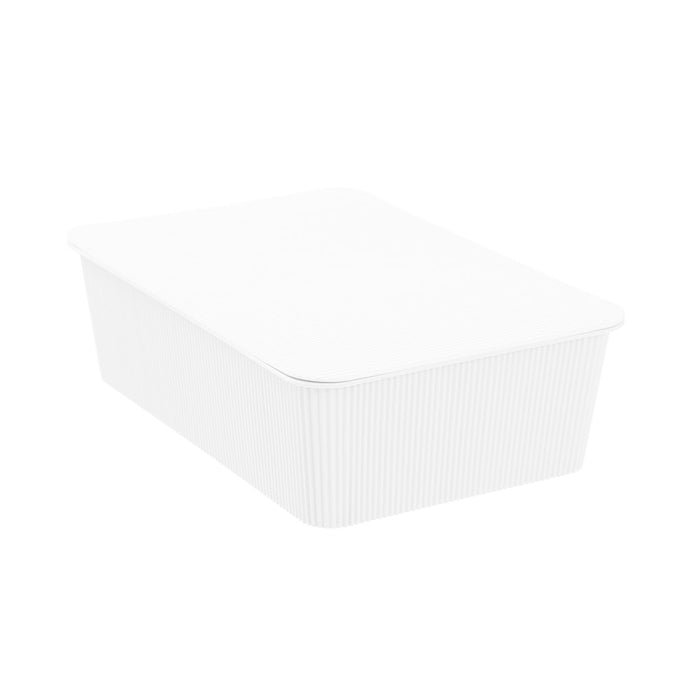 Boxsweden Ribbed Storage Basket Lidded 7.5L 37.5X25.5X11Cm