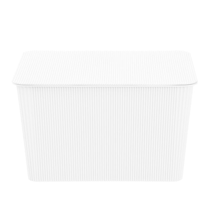 Boxsweden Ribbed Storage Basket Lidded 15L 37.5X25.5X22Cm