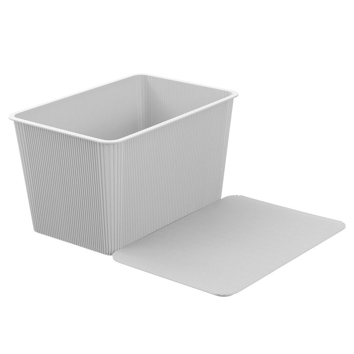 Boxsweden Ribbed Storage Basket Lidded 15L 37.5X25.5X22Cm