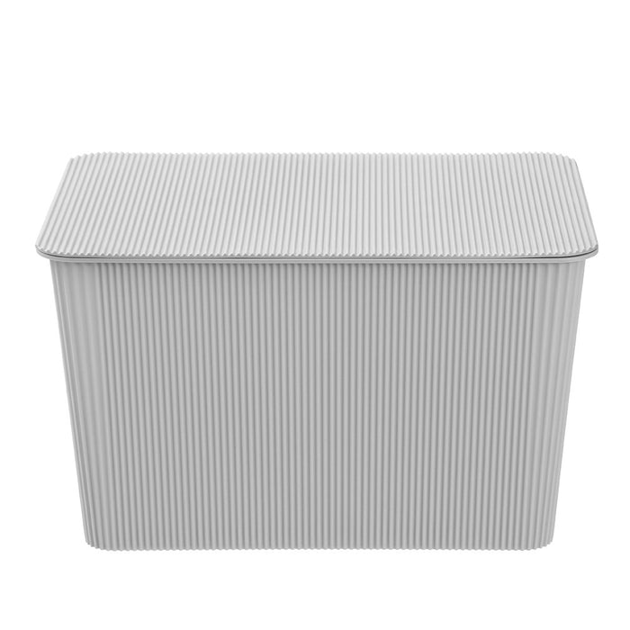Boxsweden Ribbed Storage Basket Lidded 15L 37.5X25.5X22Cm