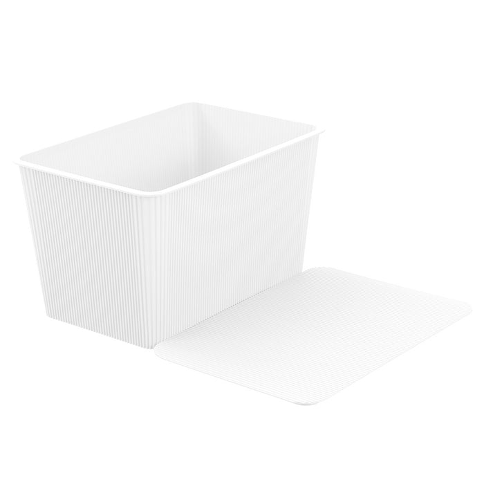 Boxsweden Ribbed Storage Basket Lidded 15L 37.5X25.5X22Cm
