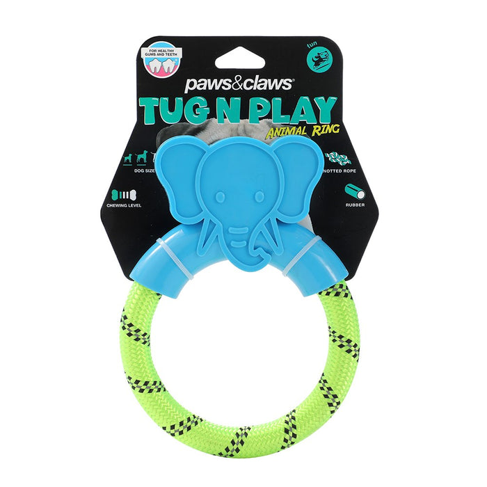 Paws & Claws TUG N PLAY TPR ANIMAL RING TUGGER 16X12CM
