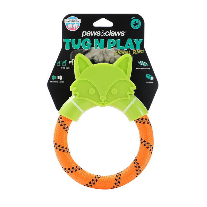 Paws & Claws TUG N PLAY TPR ANIMAL RING TUGGER 16X12CM