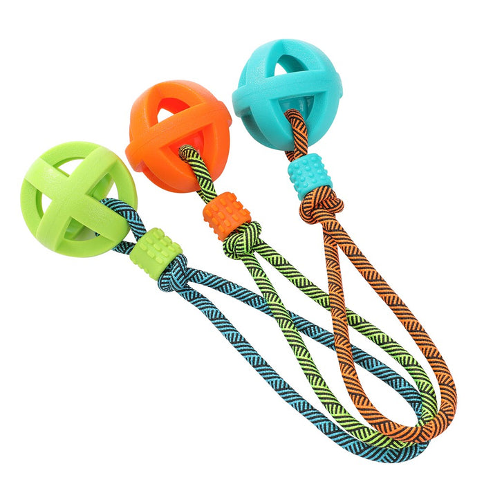 Paws & Claws TPR BALL WITH ROPE COL 36X6CM