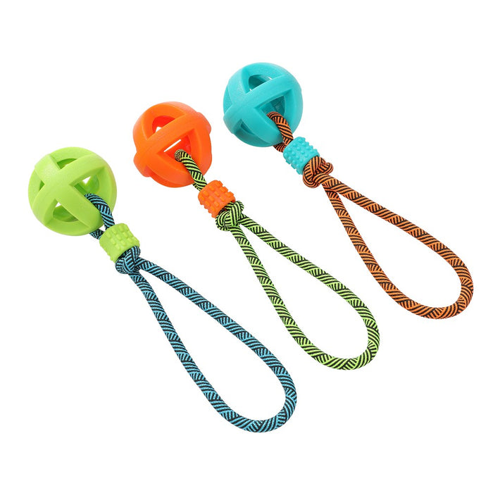 Paws & Claws TPR BALL WITH ROPE COL 36X6CM
