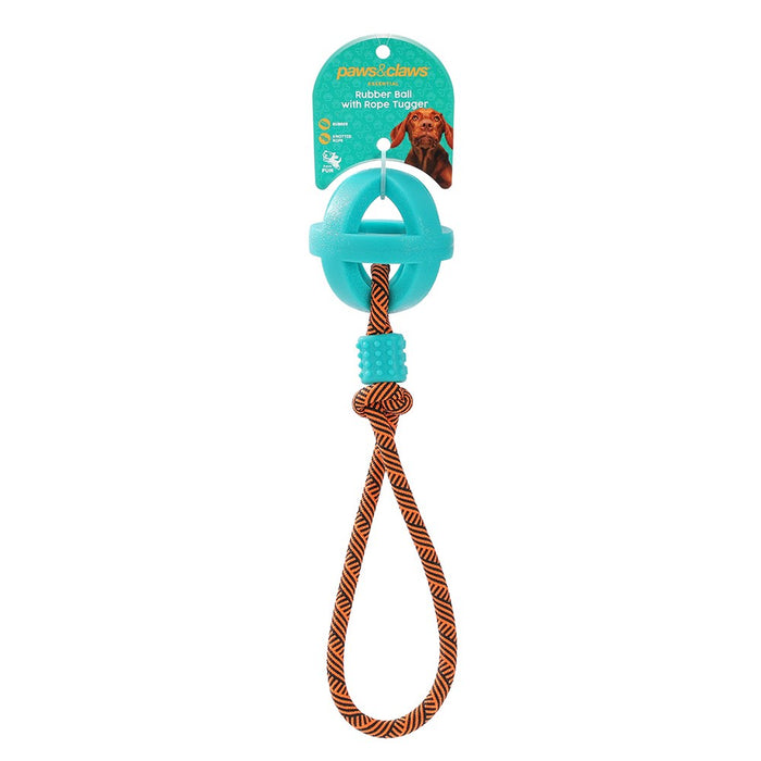 Paws & Claws TPR BALL WITH ROPE COL 36X6CM