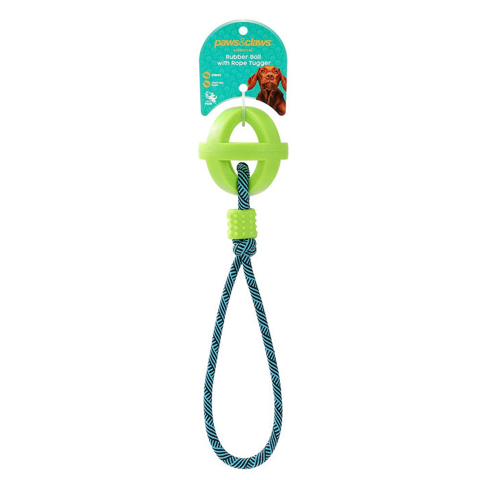 Paws & Claws TPR BALL WITH ROPE COL 36X6CM
