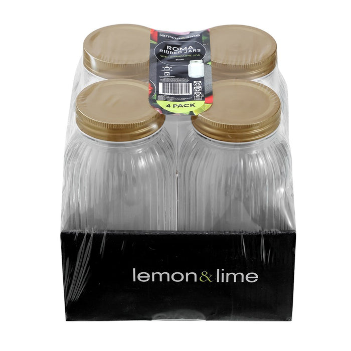 Lemon & Lime ROMA RIBBED CONSERVE JAR 800ML 4PK
