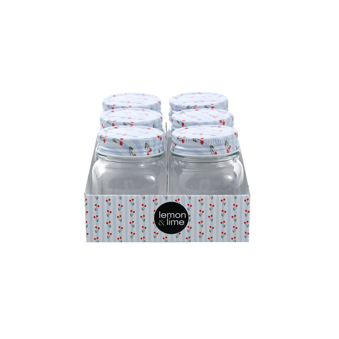 Lemon & Lime ROMA CHERRY STRIPE DECO CONSERVE JAR 180ML 6PK