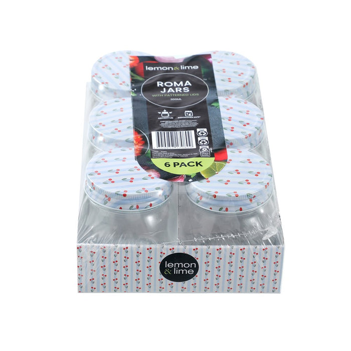 Lemon & Lime ROMA CHERRY STRIPE DECO CONSERVE JAR 300ML 6PK