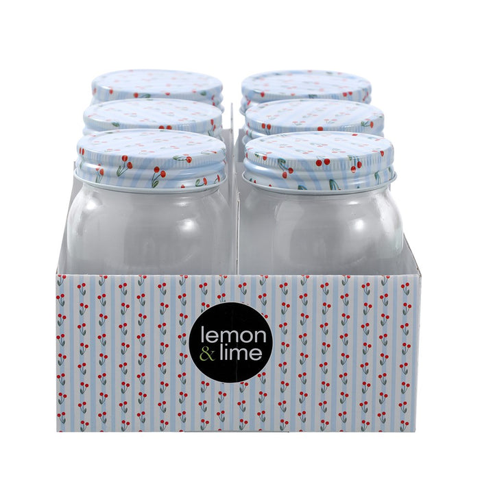 Lemon & Lime ROMA CHERRY STRIPE DECO CONSERVE JAR 500ML 6PK