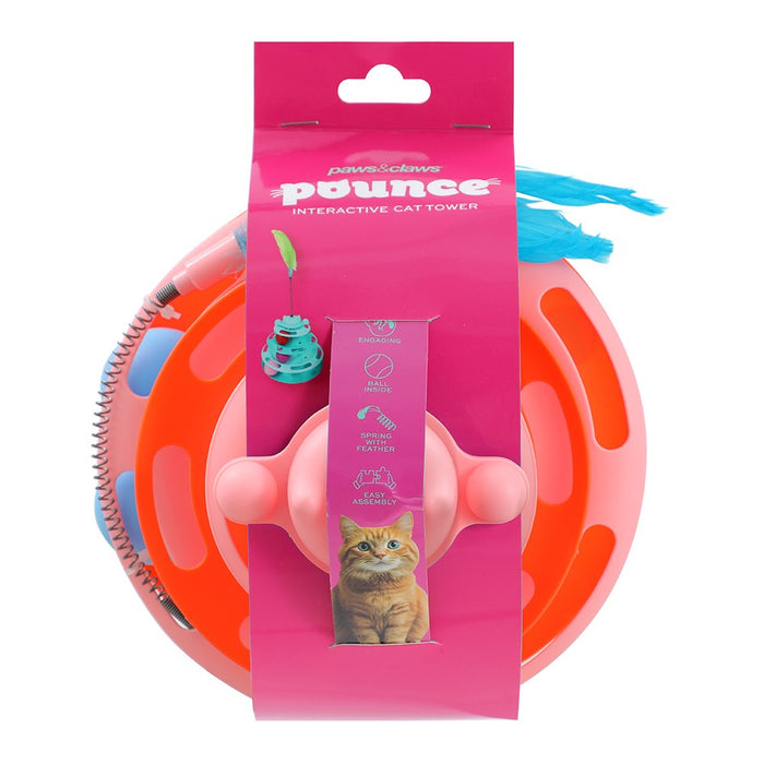 Paws & Claws POUNCE CAT TOWER INTERACTIVE TOY  COLS 18X30CM