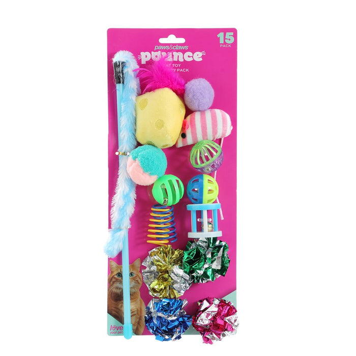 Paws & Claws POUNCE CAT TOY VARIETY PACK 15PK