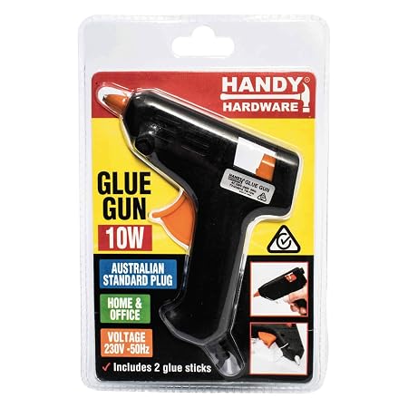 Glue Gun Black 10W (Includes 2 x Glue Clear Glue Sticks 100mm x 7mm)