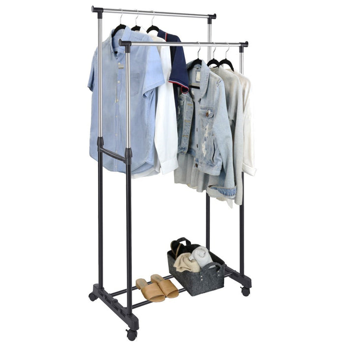Boxsweden Clothes Double Garment Rack W/Wheels 82X160Cm