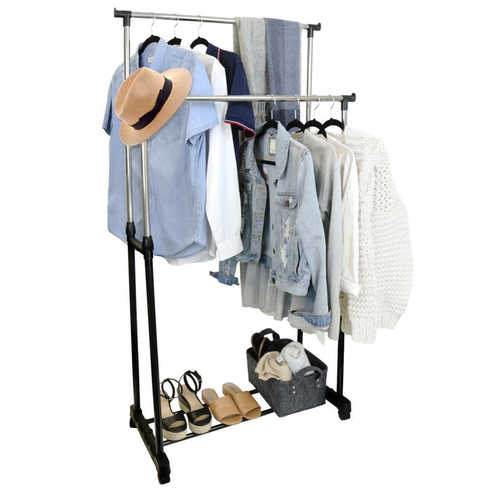 Boxsweden Clothes Double Garment Rack W/Wheels 82X160Cm