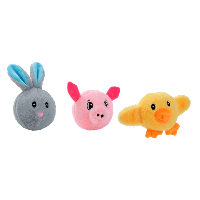 Paws & Claws PLUSH ANIMAL SQUEAKY BALL 12CM