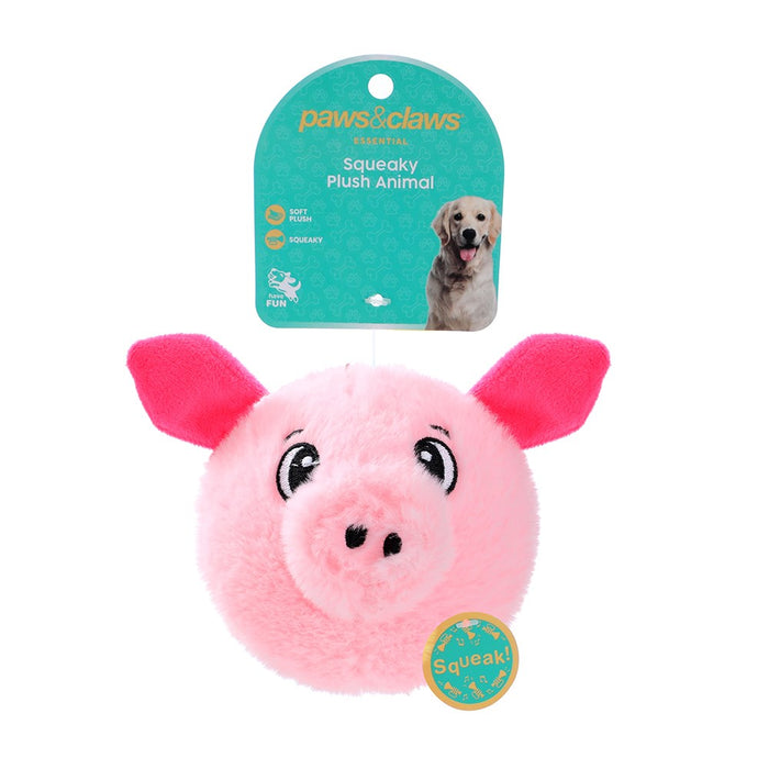 Paws & Claws PLUSH ANIMAL SQUEAKY BALL 12CM