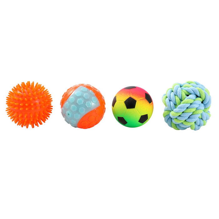 Paws & Claws DOG MULTI BALL 4PK 6.5-7CM