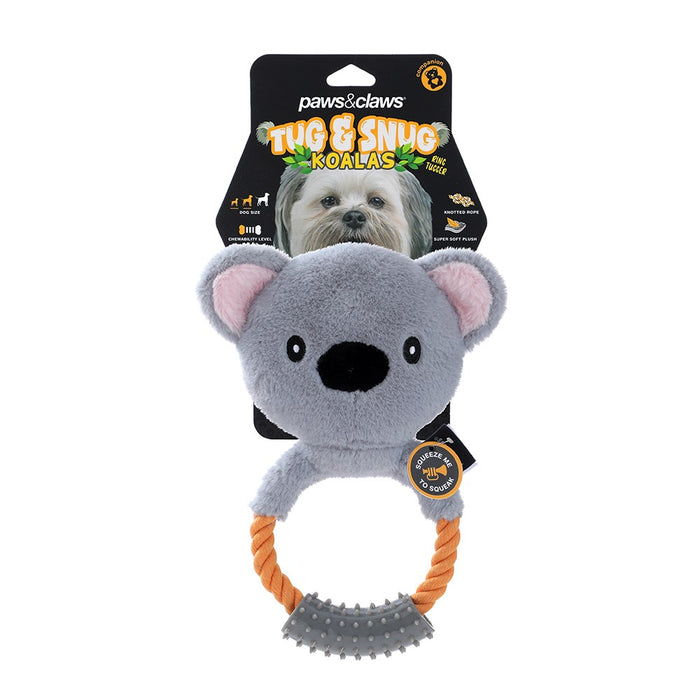Paws & Claws TUG & SNUG PLUSH KOALA ROPE RING TUGGER 20X12X1.5CM