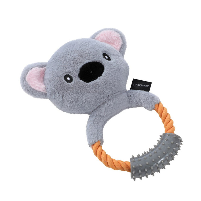 Paws & Claws TUG & SNUG PLUSH KOALA ROPE RING TUGGER 20X12X1.5CM