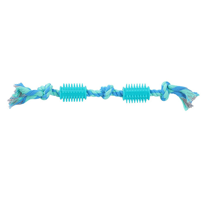Paws & Claws ROPE + SPIKEY RUBBER TUG TOY 40X4X1.6CM DESIGNS